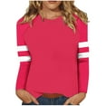thumbnail image 1 of Annhoo Plus Size Tops for Women 2025 Long Sleeve Crewneck Striped T Shirts Fall Casual Going out Blouse Tees, 1 of 5