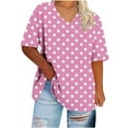 thumbnail image 1 of Annhoo Plus Size Tops for Women Summer V Neck Polka Dot Short Sleeve Shirts Casual Loose Basic Blouses, 1 of 5