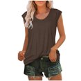 thumbnail image 1 of Annhoo Plus Size Tops for Women Cap Sleeve Round Neck Basic T Shirts Summer Casual Comfy Beach Vacation Tees, 1 of 6