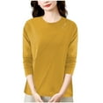 thumbnail image 1 of Annhoo Plus Size Tops for Women Solid Color Crew Neck Long Sleeve Casual Shirts Fall Winter Daily Oversize Comfy Blouse, 1 of 5