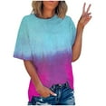 thumbnail image 1 of Annhoo Plus Size Tops for Women Summer Short Sleeve Crewneck Shirts Fashion Colorful Printed Blouse Tees, 1 of 7