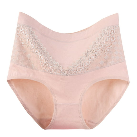 Annhoo Plus Size Underwear for Women Cotton Casual High Waist Full Coverage Panties Trendy Lace Trim Everyday Briefs