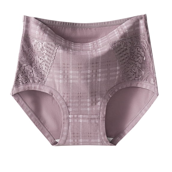 Annhoo Plus Size Underwear for Women High Waist Trendy Lace Patchwork Briefs Casual Full Coverage Soft Panties