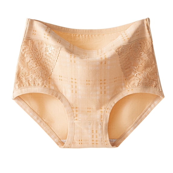 Annhoo Plus Size Underwear for Women High Waist Trendy Lace Patchwork Briefs Casual Full Coverage Soft Panties