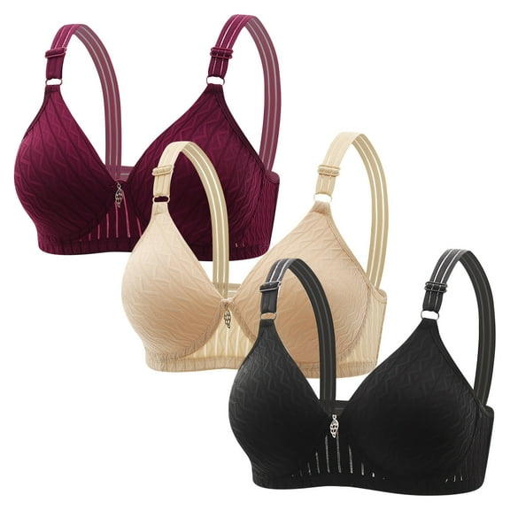 Annhoo Push up Bras for Women Comfortable No Underwire Gathered Underwear Ladies Solid Liftup Bralettes 3 Pack