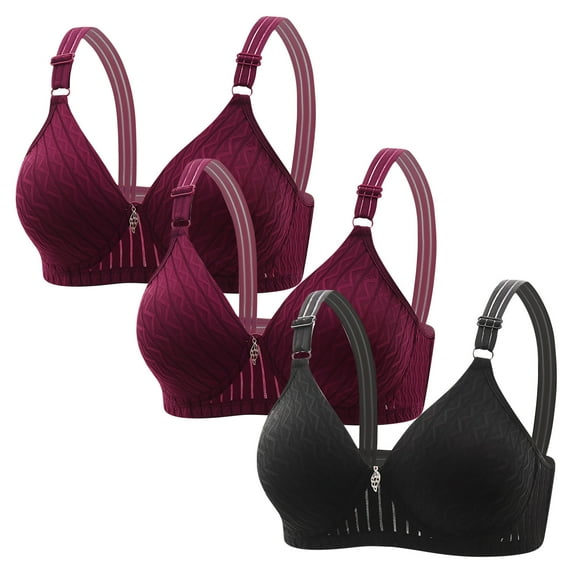 Annhoo Push up Bras for Women Comfortable No Underwire Gathered Underwear Ladies Solid Liftup Bralettes 3 Pack