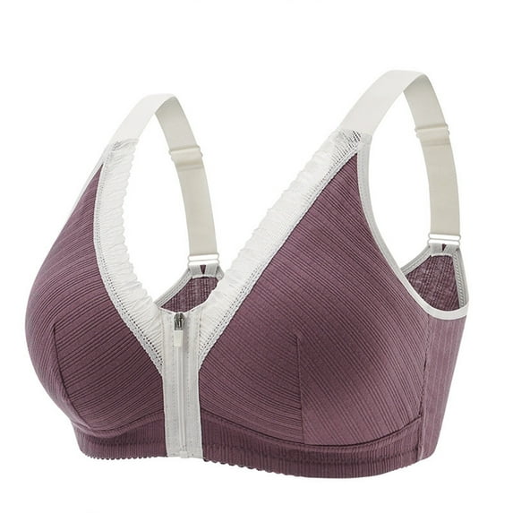 Annhoo Push up Bras for Women Plus Size Front Closure Zipper Convenient Wirefree Bras Seamless Comfortable Bralettes