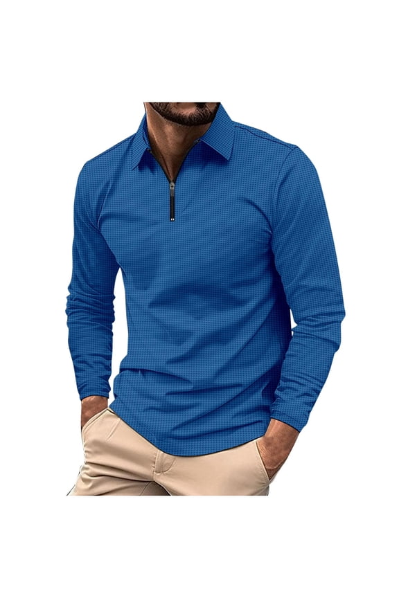 Quarter Zip Mens Pullover Long Sleeve Casual Collared Knit Shirts Work Outdoor Comfy Business Trendy Fall Basic Tops