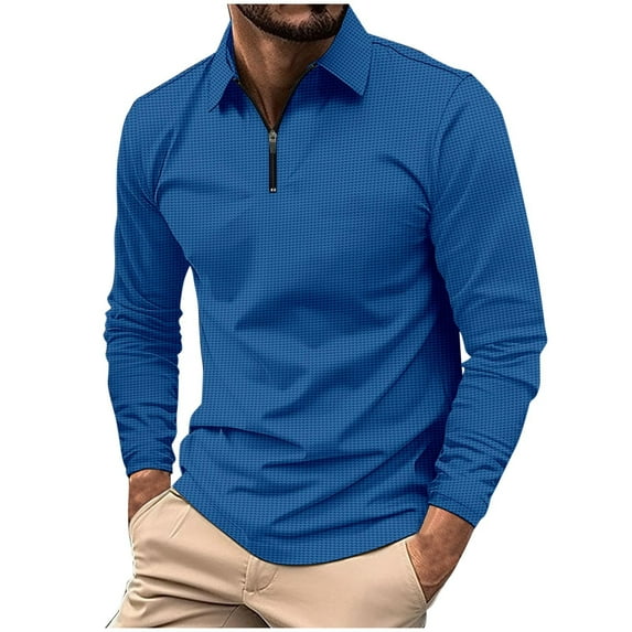 Annhoo Quarter Zip Mens Pullover Long Sleeve Casual Collared Knit Shirts Work Outdoor Comfy Business Trendy Fall Basic Tops
