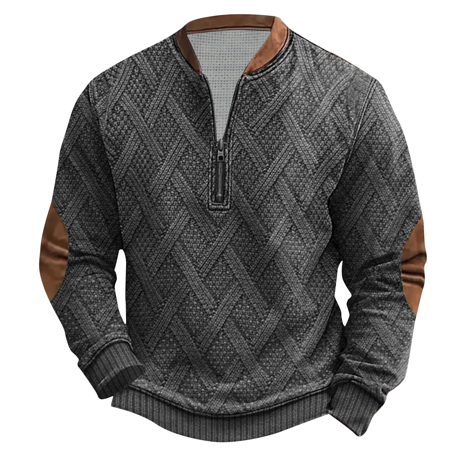 Men's Full Size Zip Up Long Sleeve Top Plus Size main image 0