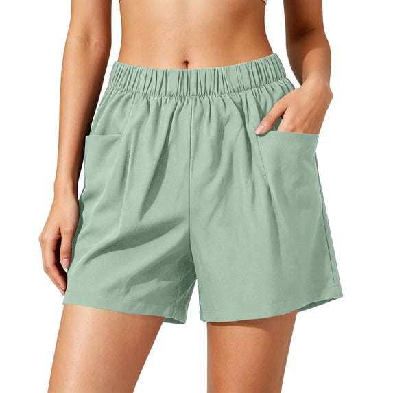 Annhoo Quick-Dry Shorts for Women Summer Elastic Waist Shorts Lightweight Running Athletic Shorts with Pockets