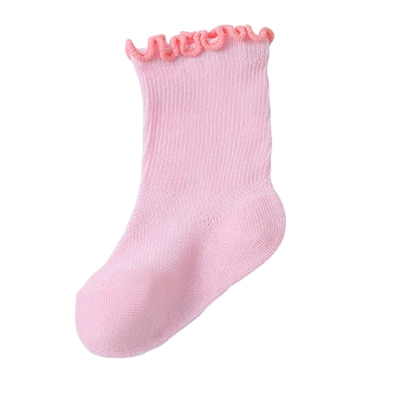 Annhoo Ruffled Cuff Socks for Girl Mid Calf Cute Breathable Lightweight Rib Soft Toddler Casual Fall Socks