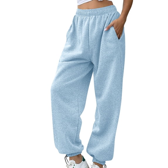 Annhoo Running Pants Women Loose Comfortable Solid Color Drawstring Trouser with pockets Activewear Clothes