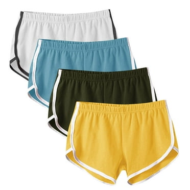 Annhoo Running Shorts for Women Summer Elastic Waisted Yoga Shorts Plus Size Comfy Soft Sports Jogger Shorts 4PCS