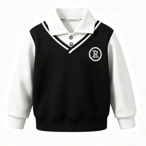 Annhoo Kids School Uniform Shirts Fashion Long Sleeve Lapel Neck Blouses Loose Casual Going out Pullover