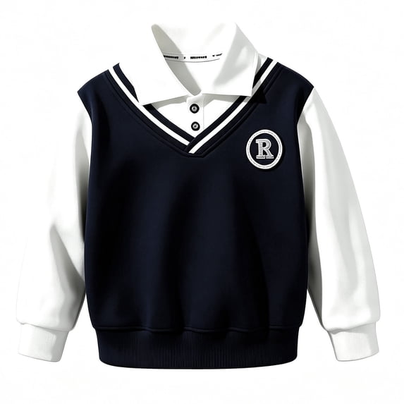 Annhoo Kids School Uniform Shirts Fashion Long Sleeve Lapel Neck Blouses Loose Casual Going out Pullover