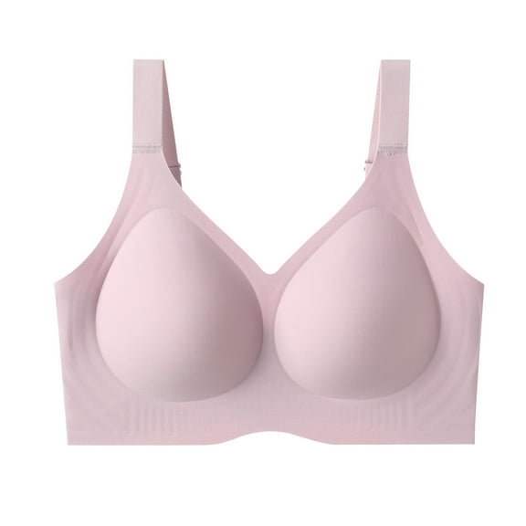 Annhoo Seamless Bras for Women Plus Size Casual No Underwire Gathered Bras Comfort Soft V Neck Low Support Bras