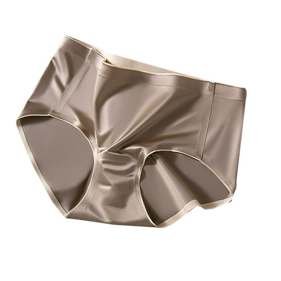 Annhoo Seamless Underwear for Women Mid Waisted Full Coverage Briefs Ladies Solid Color No Show Satin Panties