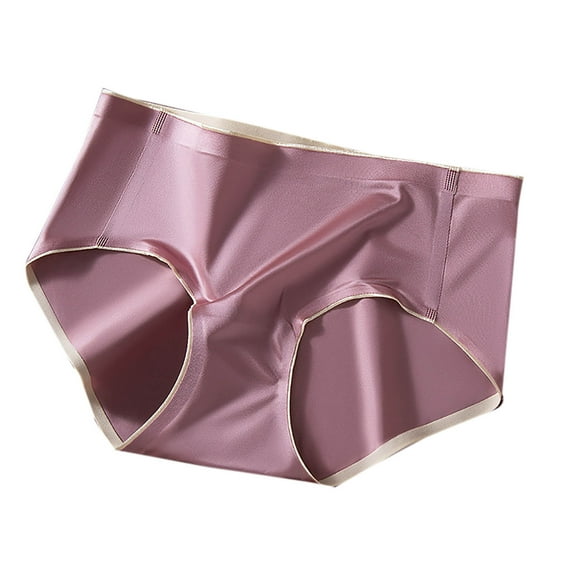 Annhoo Seamless Underwear for Women Mid Waisted Full Coverage Briefs Ladies Solid Color No Show Satin Panties