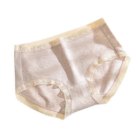 Annhoo Seamless Underwear for Women Trendy Lace Trim Full Coverage Cotton Briefs Casual No Show Solid Panties