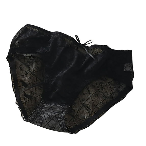 Annhoo Underwear for Women Plus Size Lace up Mid Rise Stretch Briefs Cute Bowknot Front Full Coverage Panties