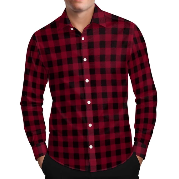 Annhoo Shirts for Men Trendy Soft Casual Collar Block Color Plaid Button Down Long Sleeve Tops Lightweight Clothes