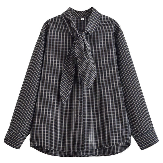 Annhoo Shirts for Women Dressy Casual Collar Block Color Plaid Button Down Lightweight Long Sleeve Tops Soft Clothes