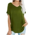 thumbnail image 1 of Annhoo Short Sleeve Shirts for Women Casual Loose V Neck Dressy Tops Basic Solid Color Vacation Blouses Tees, 1 of 8