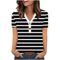thumbnail image 1 of Annhoo Short Sleeve Top for Women with Button Striped V Neck Shirts Summer Casual Dressy Fashion Blouses, 1 of 7
