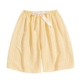 thumbnail image 1 of Annhoo Shorts for Women Cute Loose Block Color High Waist Plaid Wide Leg Short Pants Spring Summmer Clothes, 1 of 3