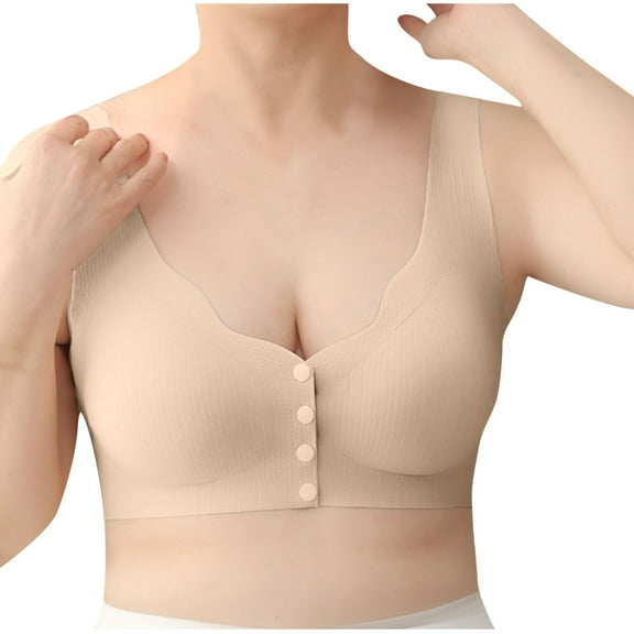 Annhoo Silk Bras for Women Plus Size Seamless Front Closure Bras Comfort No Underwire Push up Underwear