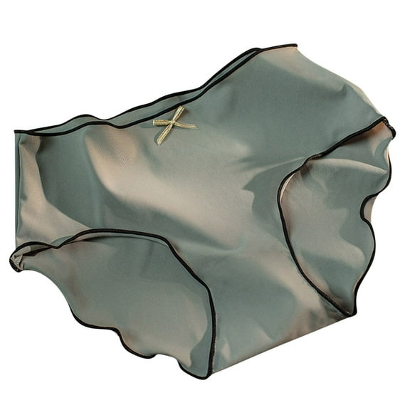 Annhoo Silk Panties for Women Seamless Mid Waisted Full Coverage Briefs Cute Bowknot Front No Show Underwear