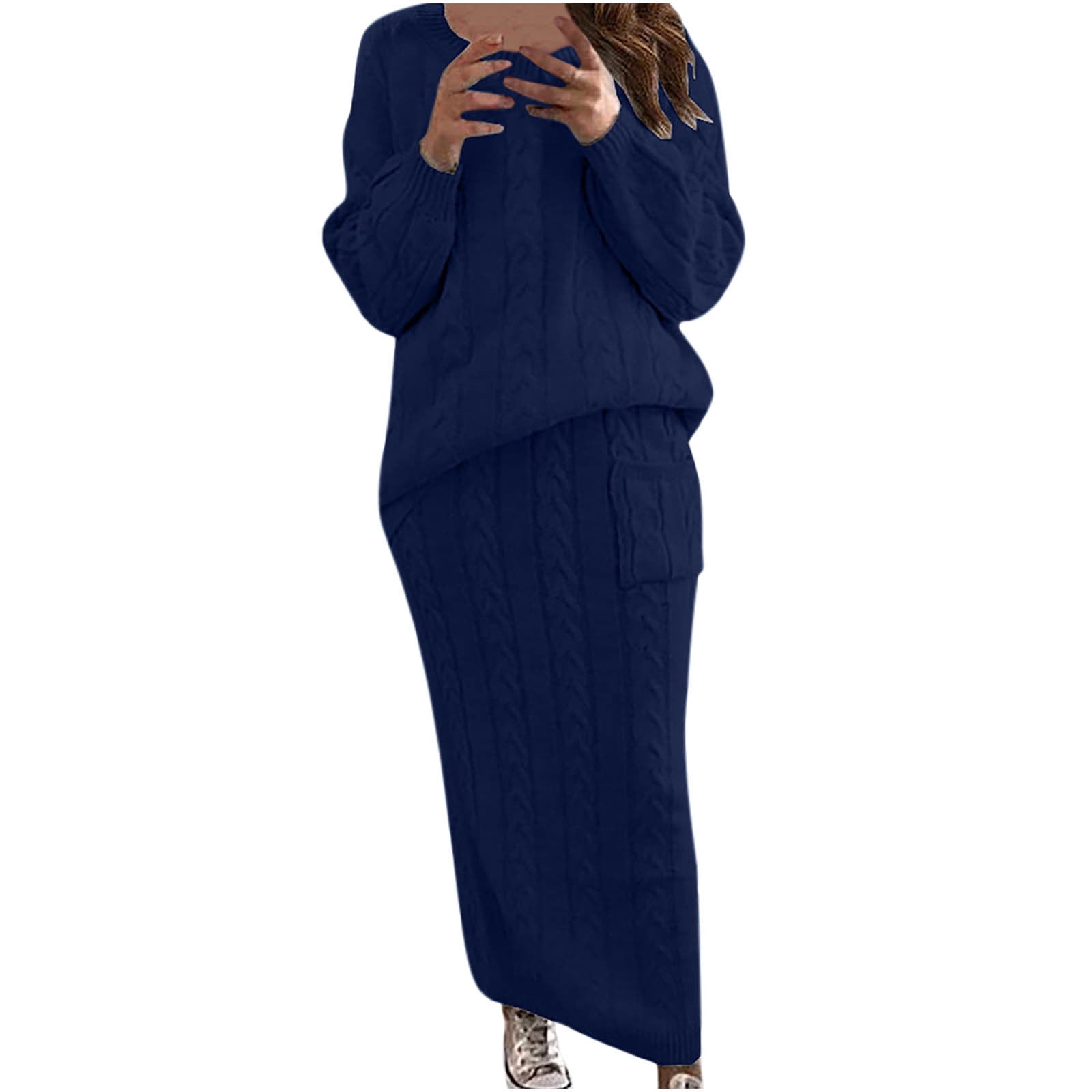 Annhoo Skirt Sets Women 2 Piece Plus Size Cable Knit Outfits Fall — free download