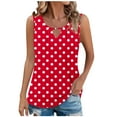 thumbnail image 1 of Annhoo Sleeveless Tops for Women Crew Neck Polka Dot Keyhole Tank Tunics Casual Comfy Beach Going out Blouses, 1 of 6