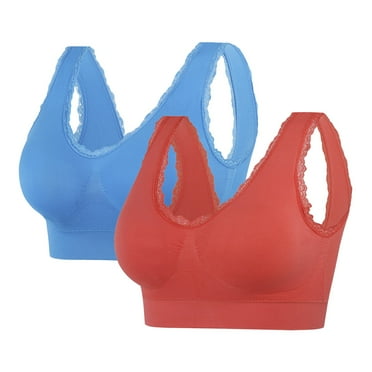 Annhoo Sports Bras for Women High Impact Seamless Wide Straps Underwear Full Coverage Breathable Bralettes 2PCS