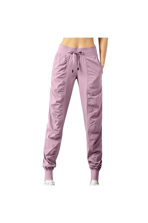 Sports Pants for Women Drawstring Elastic Waisted Quick Dry Pants Athletic Gym Jogger Trousers with Pockets