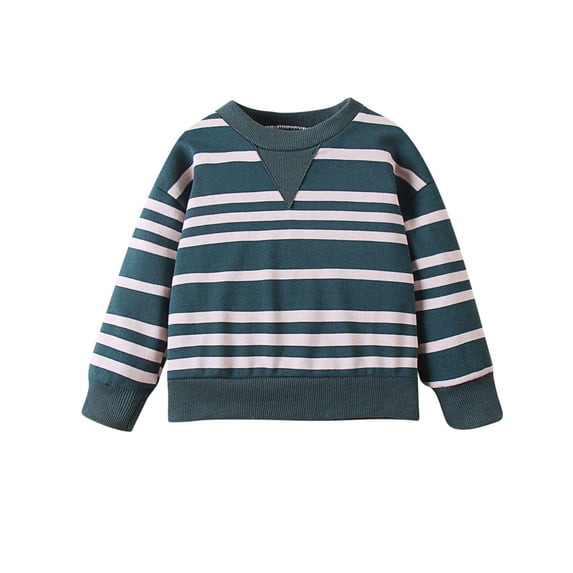 Annhoo Spring Tops for Kids Crewneck Long Sleeve Block Color Stripe Boys Shirts Casual Loose Sweatshirts