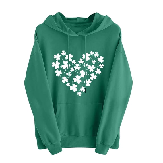 Annhoo St Patricks Day Hoodies for Women Drawstring Print Long Sleeve Sweatshirts with Pockets Loose Tops