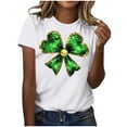 thumbnail image 1 of Annhoo St Patricks Day T-Shirt for Women Shamrock Print Fahion Crewneck Short Sleeve Tops Spring Summer Blouse, 1 of 5