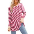 thumbnail image 1 of Annhoo Striped Shirts for Women Long Sleeve Casual Round Neck Tops Fall Trendy Color Block Blouse Tunics, 1 of 7