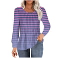 thumbnail image 1 of Annhoo Striped Tops for Women Casual Pleated Long Sleeve Round Neck Dressy Shirts Trendy Gradient Colour Fall Blouses, 1 of 5