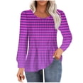 thumbnail image 1 of Annhoo Striped Tops for Women Casual Pleated Long Sleeve Round Neck Dressy Shirts Trendy Gradient Colour Fall Blouses, 1 of 5