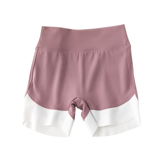 Annhoo Summer Girls Yoga Shorts High Waisted Stretchy Color Block Sports Running Breathable Comfy Shorts 4-15 Years