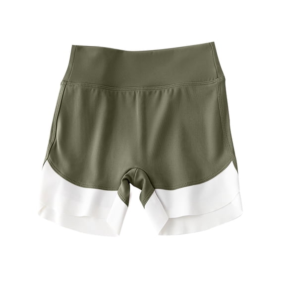 Annhoo Summer Girls Yoga Shorts High Waisted Stretchy Color Block Sports Running Breathable Comfy Shorts 4-15 Years