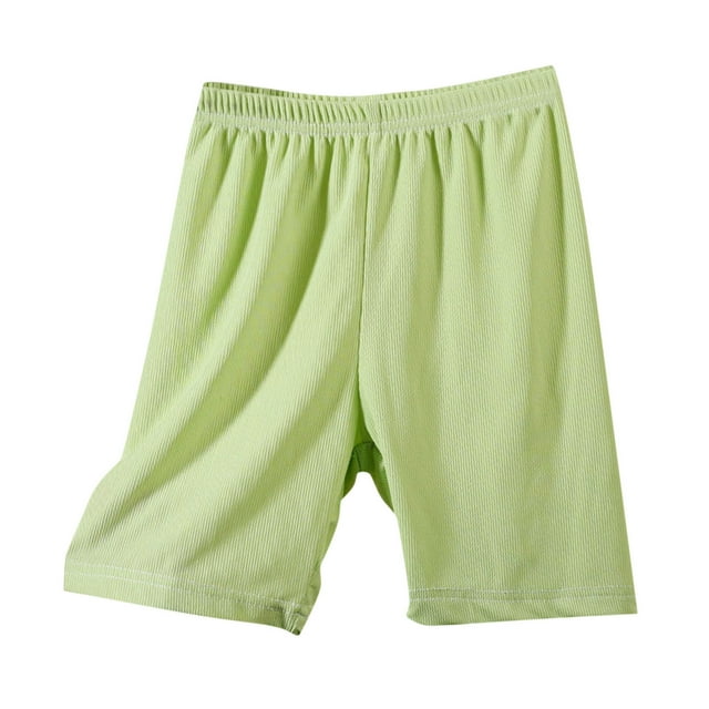 Annhoo Summer Knee Length Shorts for Girls Comfy Soft Elastic Waist Lounge Shorts Solid Color Homewear Toddler