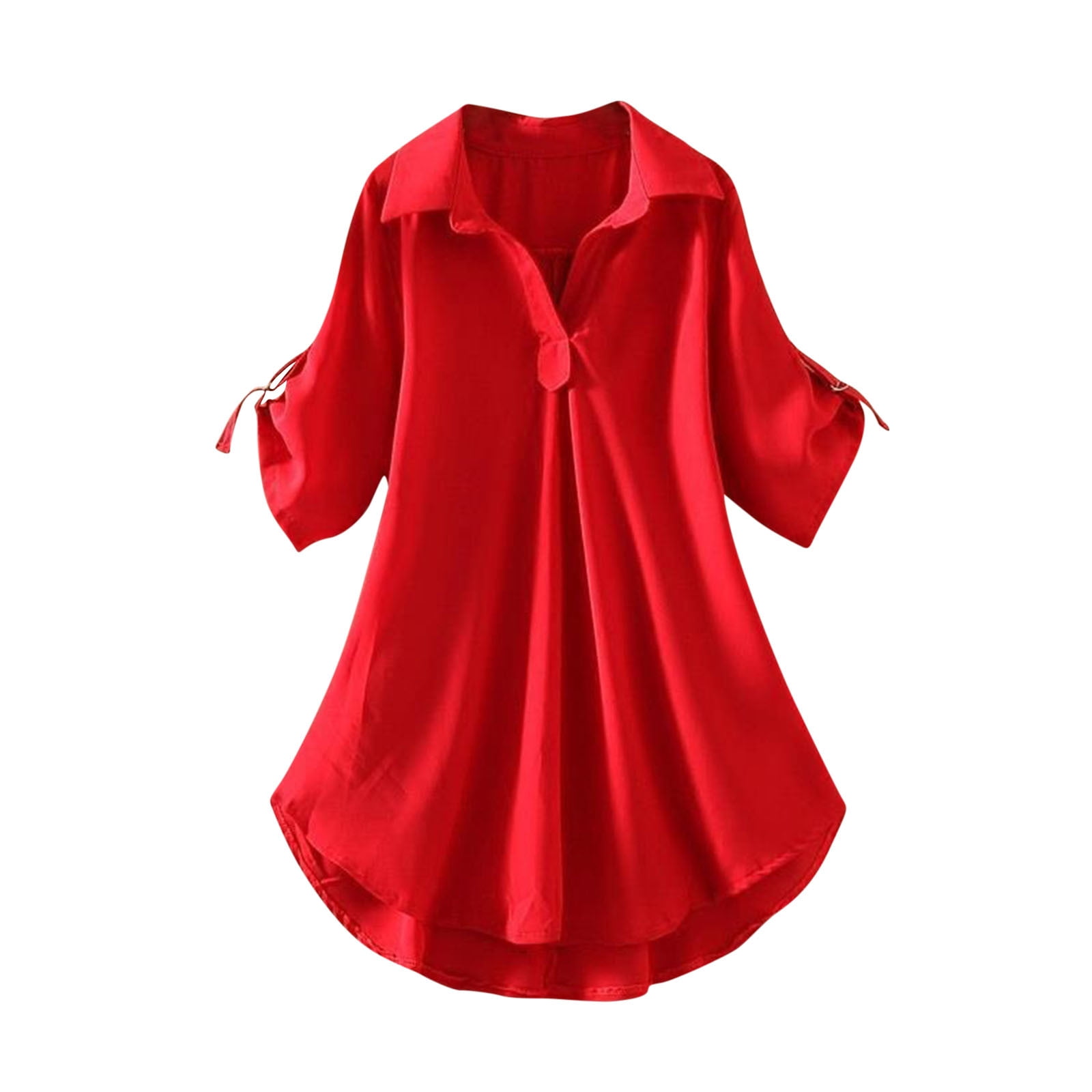 CARCOS Plus Size Women's Tops - Soft V-Neck Short Sleeve Blouse In Orange, XL To 5X