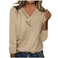 thumbnail image 1 of Annhoo Summer Plus Size Shirts for Women Casual Loose Button Long Sleeve Blouses V Neck Tees Comfy Soft Shirts, 1 of 4