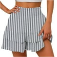 thumbnail image 1 of Annhoo Summer Short for Women Trendy Stripes Casual High Waisted Ruffle Hem Shorts Beach Pleated Skirt Shorts, 1 of 5