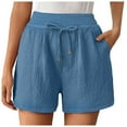 thumbnail image 1 of Annhoo Summer Shorts for Women Casual Drawstring Elastic Waited Solid Shorts with Pockets High Waisted Baggy Shorts, 1 of 7