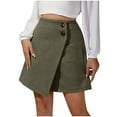 thumbnail image 1 of Annhoo Summer Skirts for Women Button down High Waist Asymmetrical Wrap Mini Skirt Casual Front Slit Skirt, 1 of 6